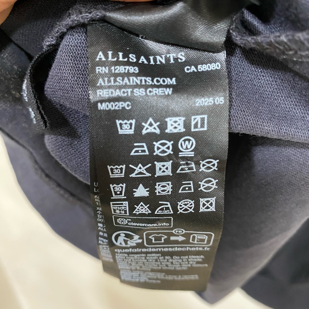 All Saints Redact Oversized Embroidered Logo T-Shirt XL - Picture 9 of 10